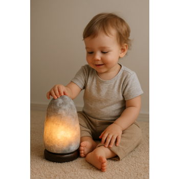 Nocna lampka solna 5-6 kg SZARA z soli kopalni relaksująca do spania dla dziecka